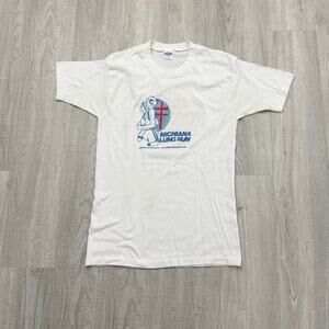 Vintage Michiana Running Festival Shirt Men's Large White 70s 80s Lung Run Thin